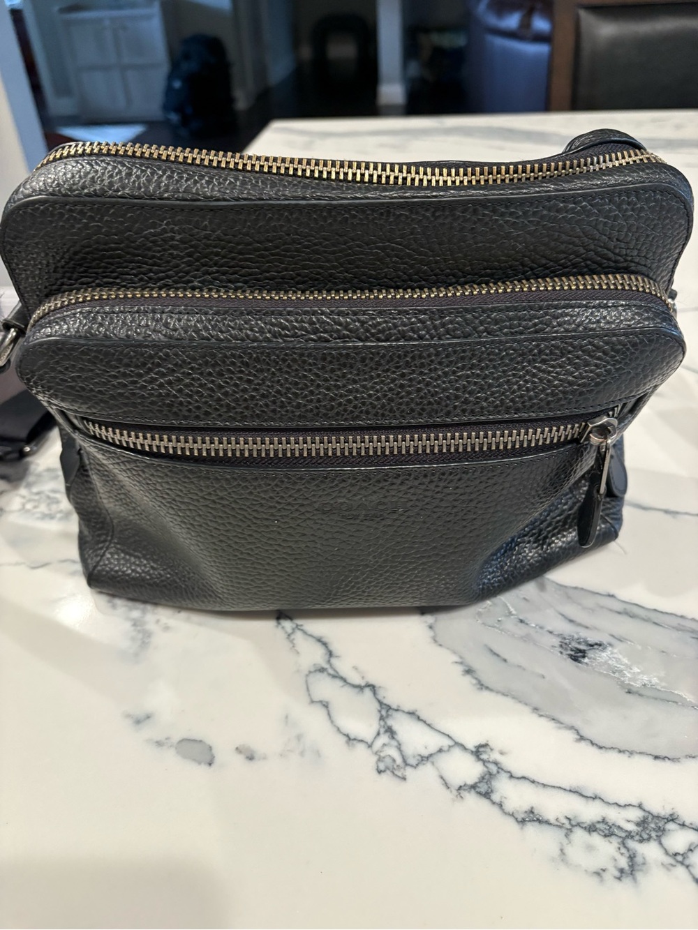 Black Leather COACH  Crossbody Bag - Classic Travel Organizer